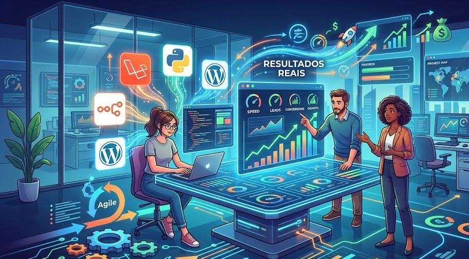 A agência web do futuro escolhe metodologia e stack pensando no resultado financeiro do cliente